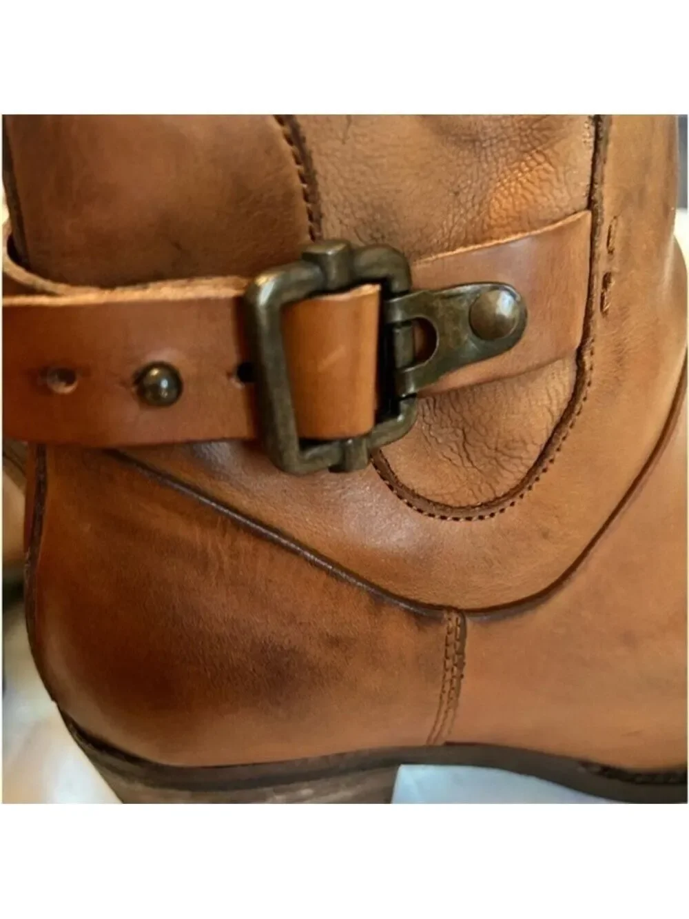Earth West Riverton Havane Leather Buckle Zipper Ankle Boots Booties 8.5 wide